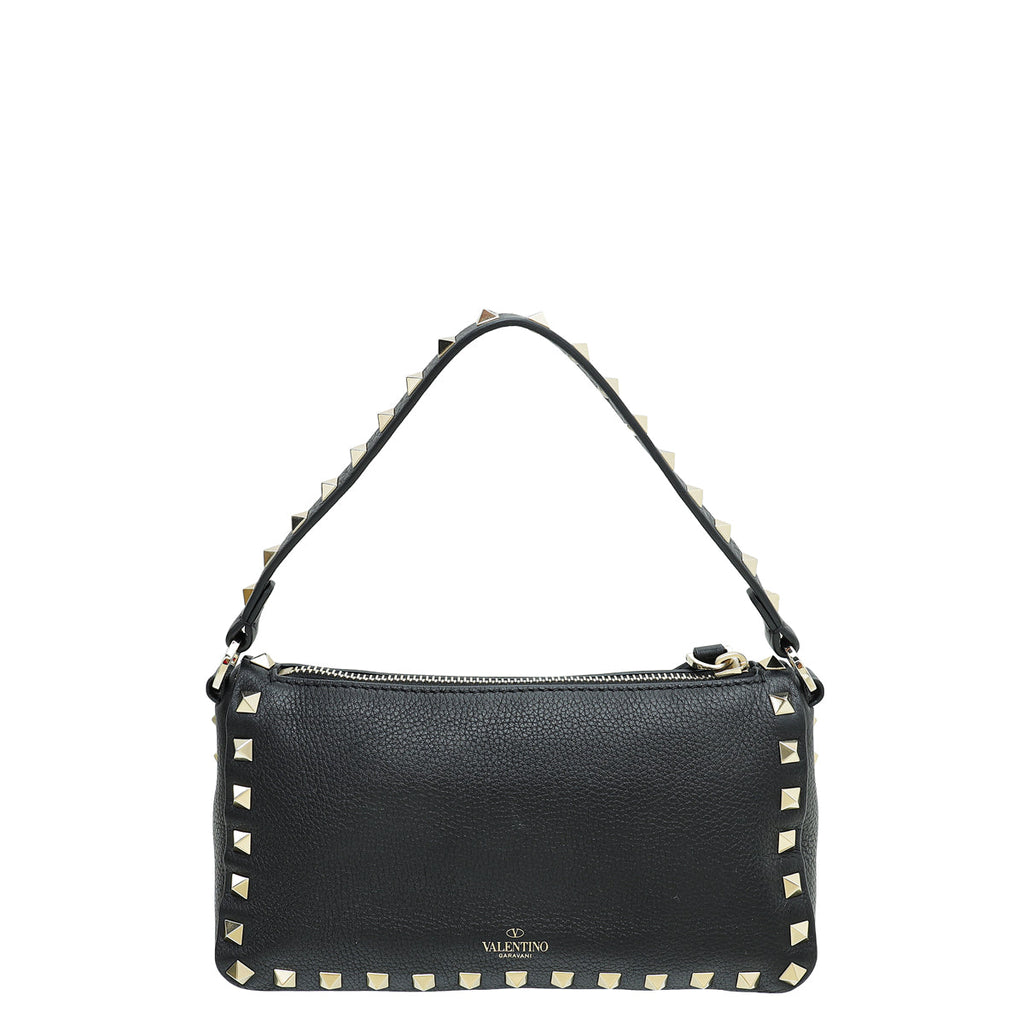 Valentino Black Rockstud Flip-Lock Crossbody Bag