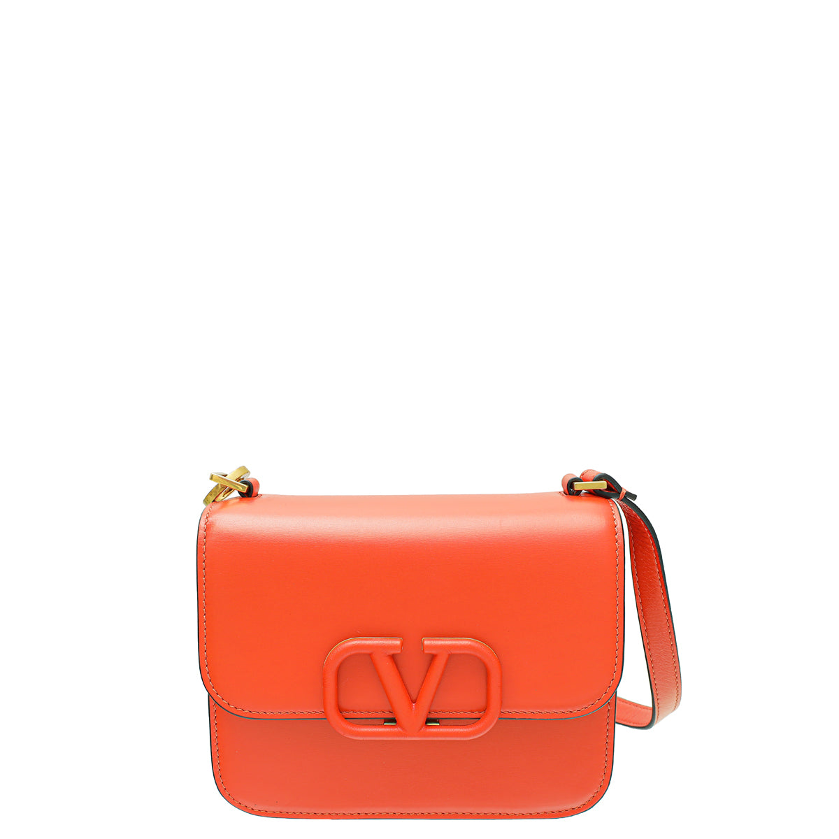 Valentino Red Orange VLogo Flap Bag
