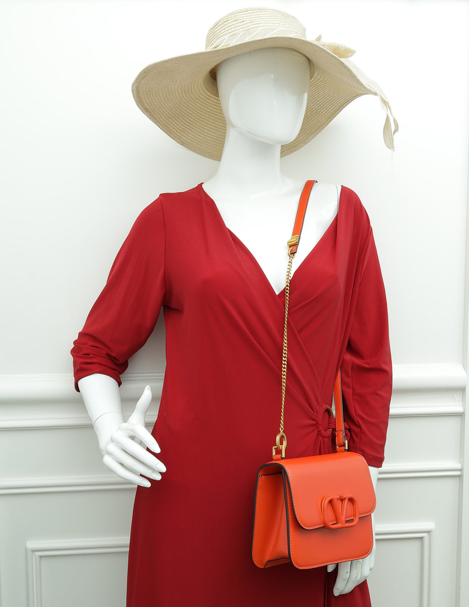 Valentino Red Orange VLogo Flap Bag