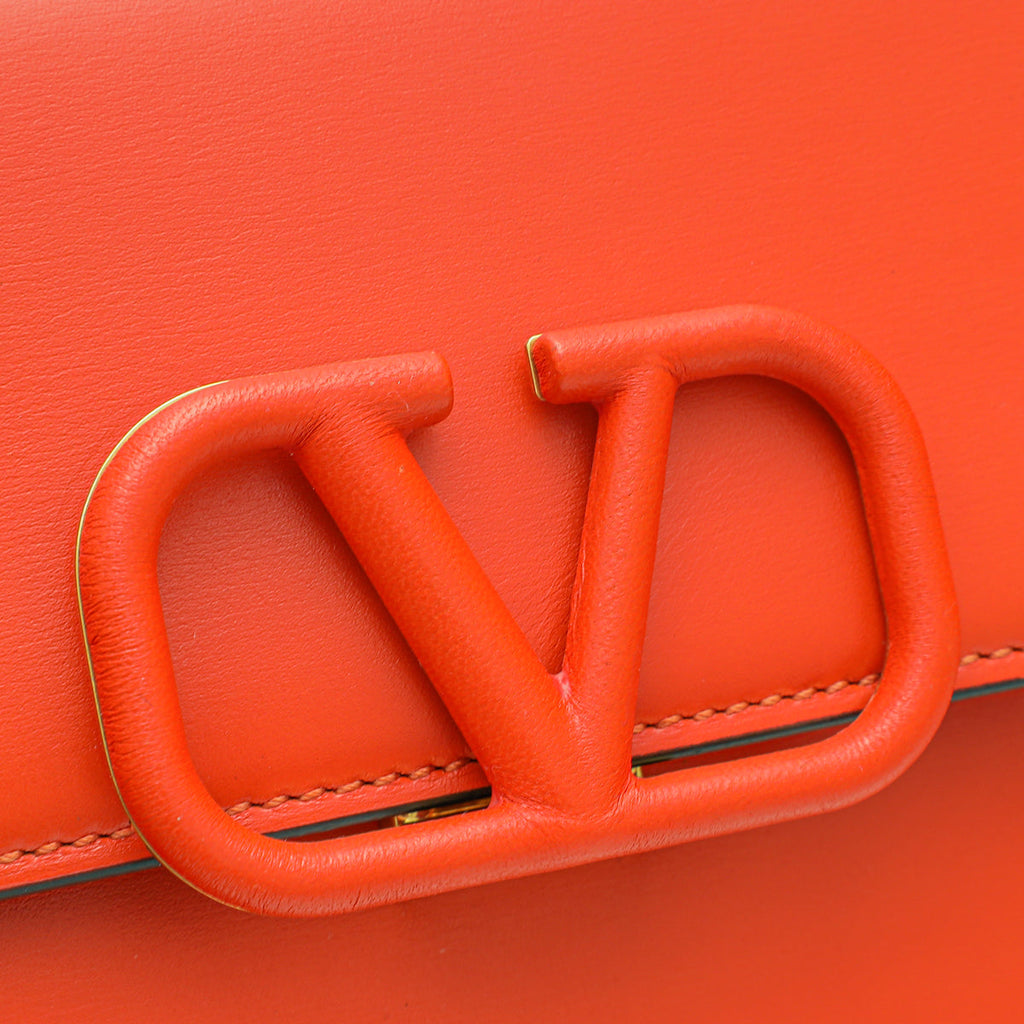 Valentino Red Orange VLogo Flap Bag