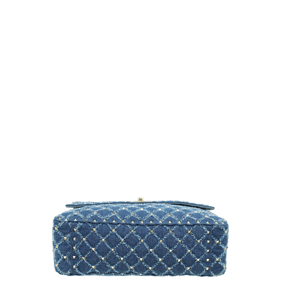 Valentino Blue Spike Rockstud Denim Chain Large Shoulder Bag