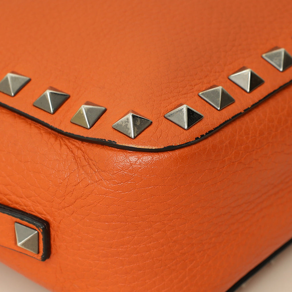 Valentino Orange Rockstud Camera Crossbody Bag