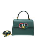 Valentino Dark Green Vlogo Crystal Top Handle Small Bag