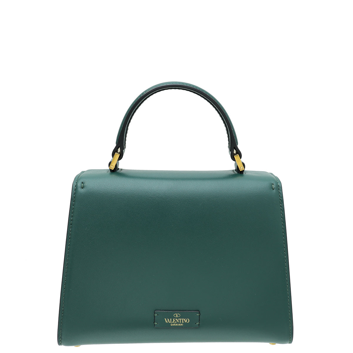 Valentino Dark Green Vlogo Crystal Top Handle Small Bag