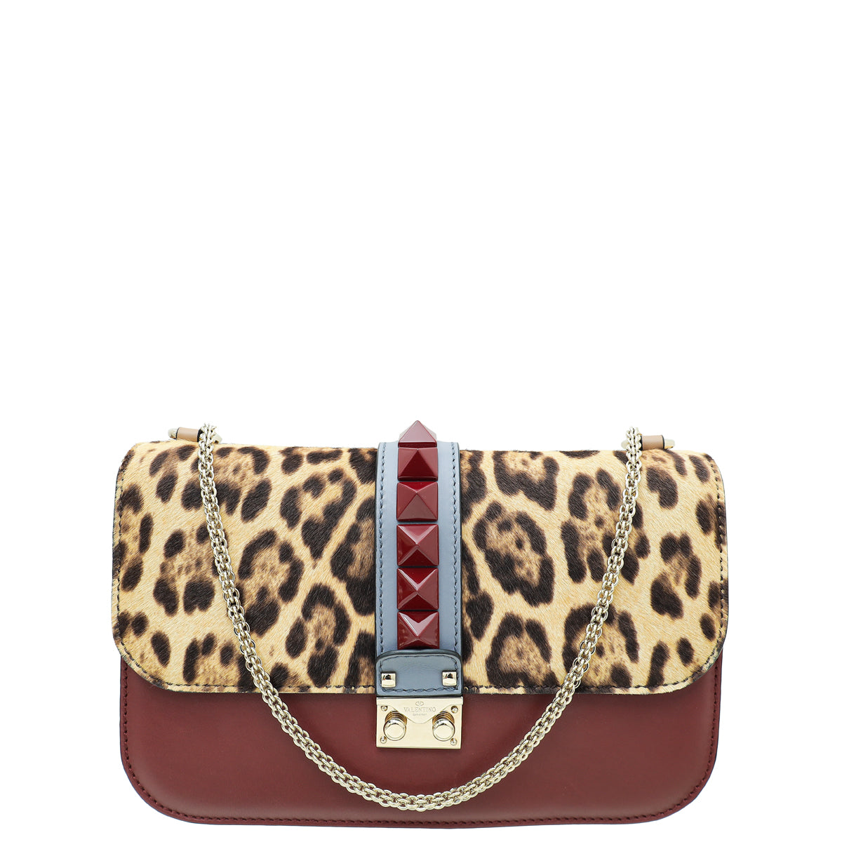 Valentino Multicolor Glam Lock Leopard Medium Shoulder Bag