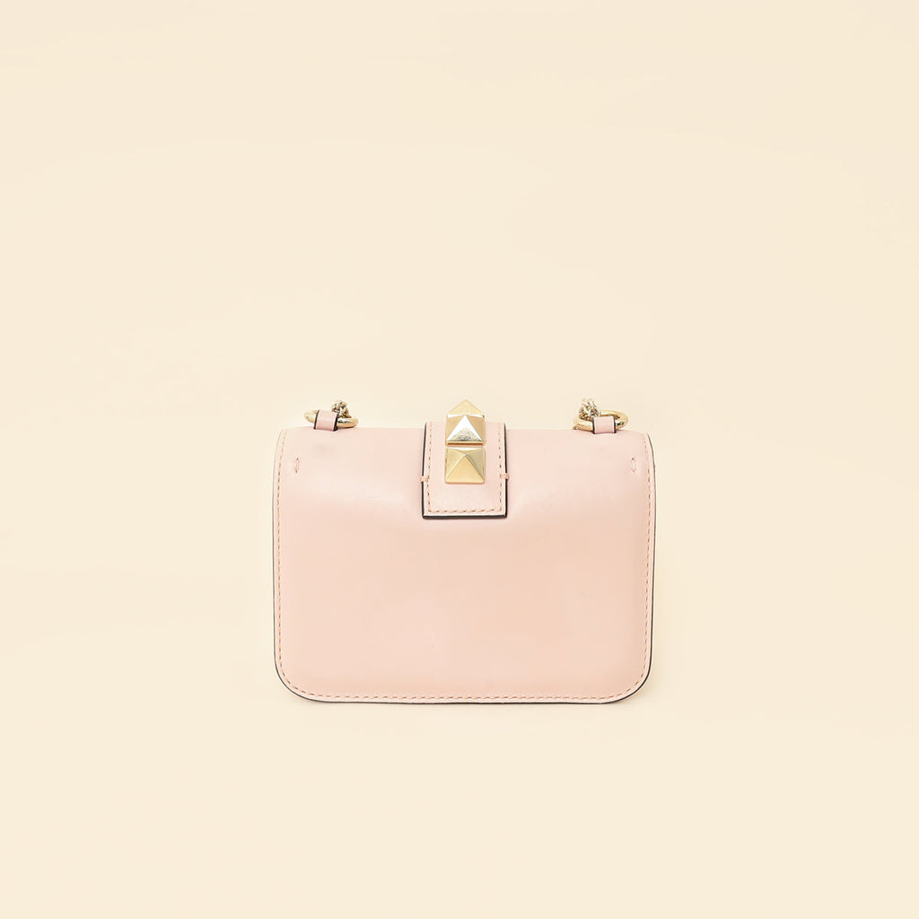 Valentino Light Pink Rockstud Glam Lock Flap Mini Shoulder Bag
