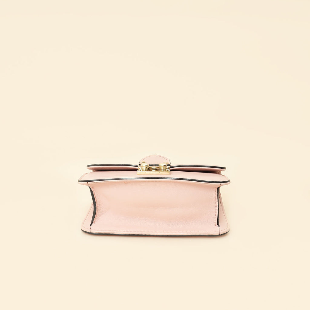 Valentino Light Pink Rockstud Glam Lock Flap Mini Shoulder Bag