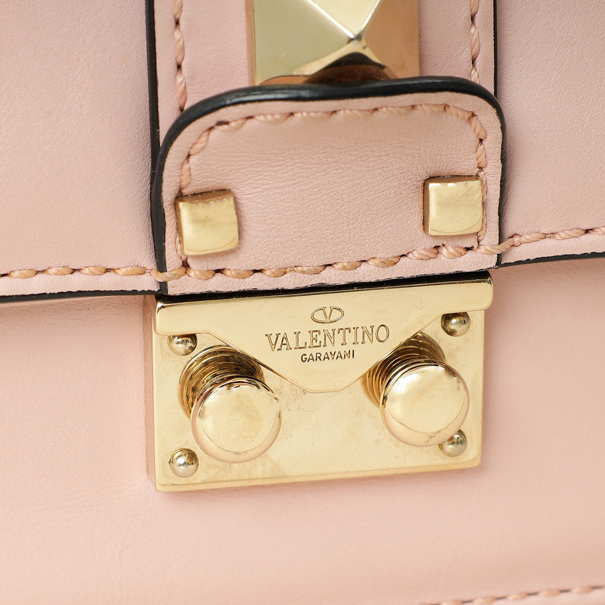 Valentino Light Pink Rockstud Glam Lock Flap Mini Shoulder Bag