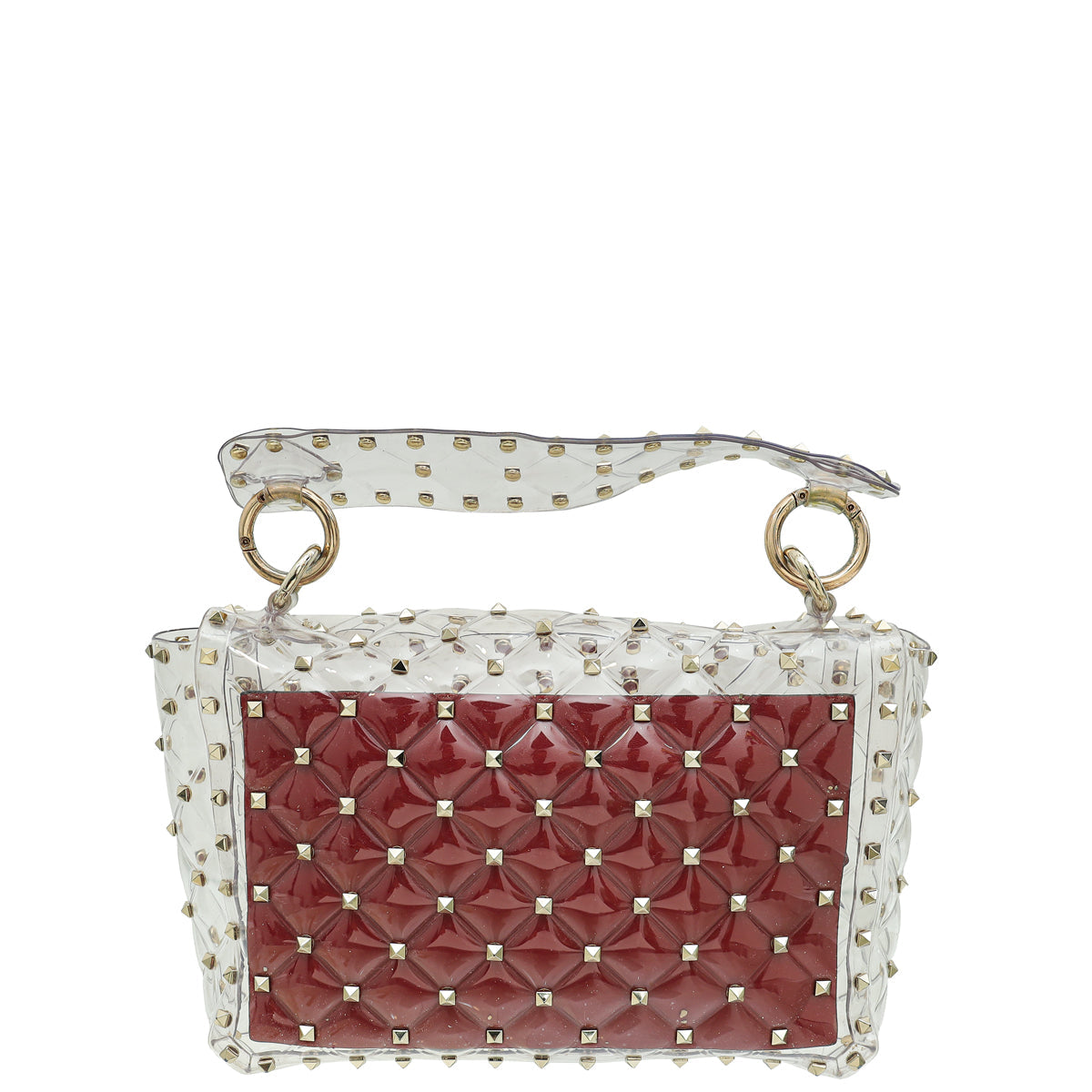 Valentino Clear PVC Rockstud Spike Top Handle Flap Bag