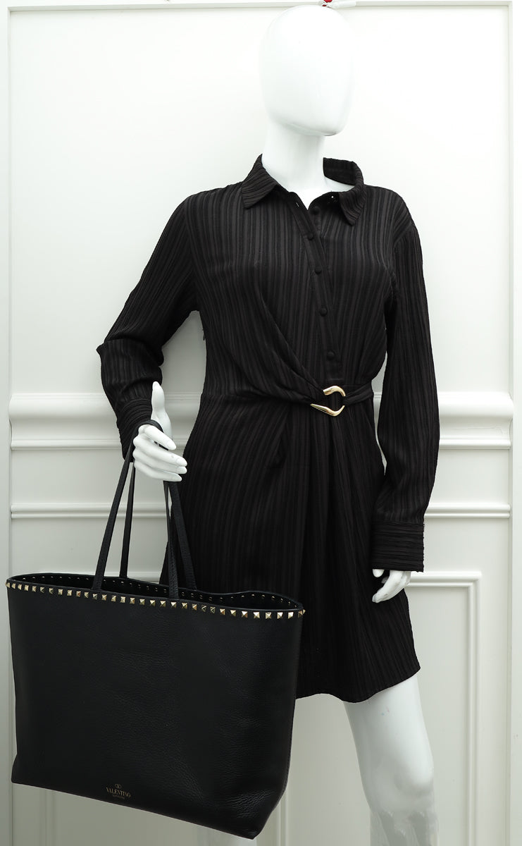 Valentino Black Rockstud Tote Bag