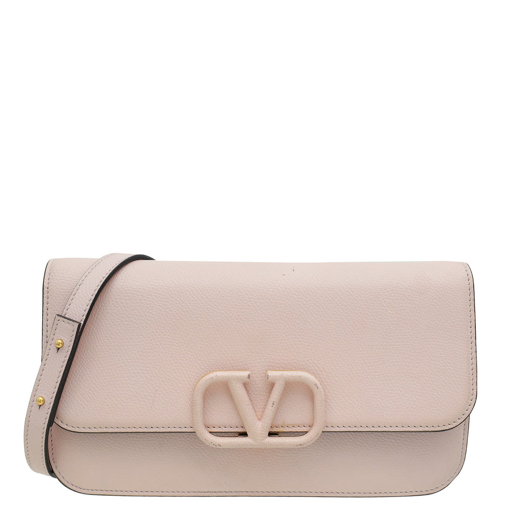 Valentino Light Pink VLogo Flap Shoulder Bag