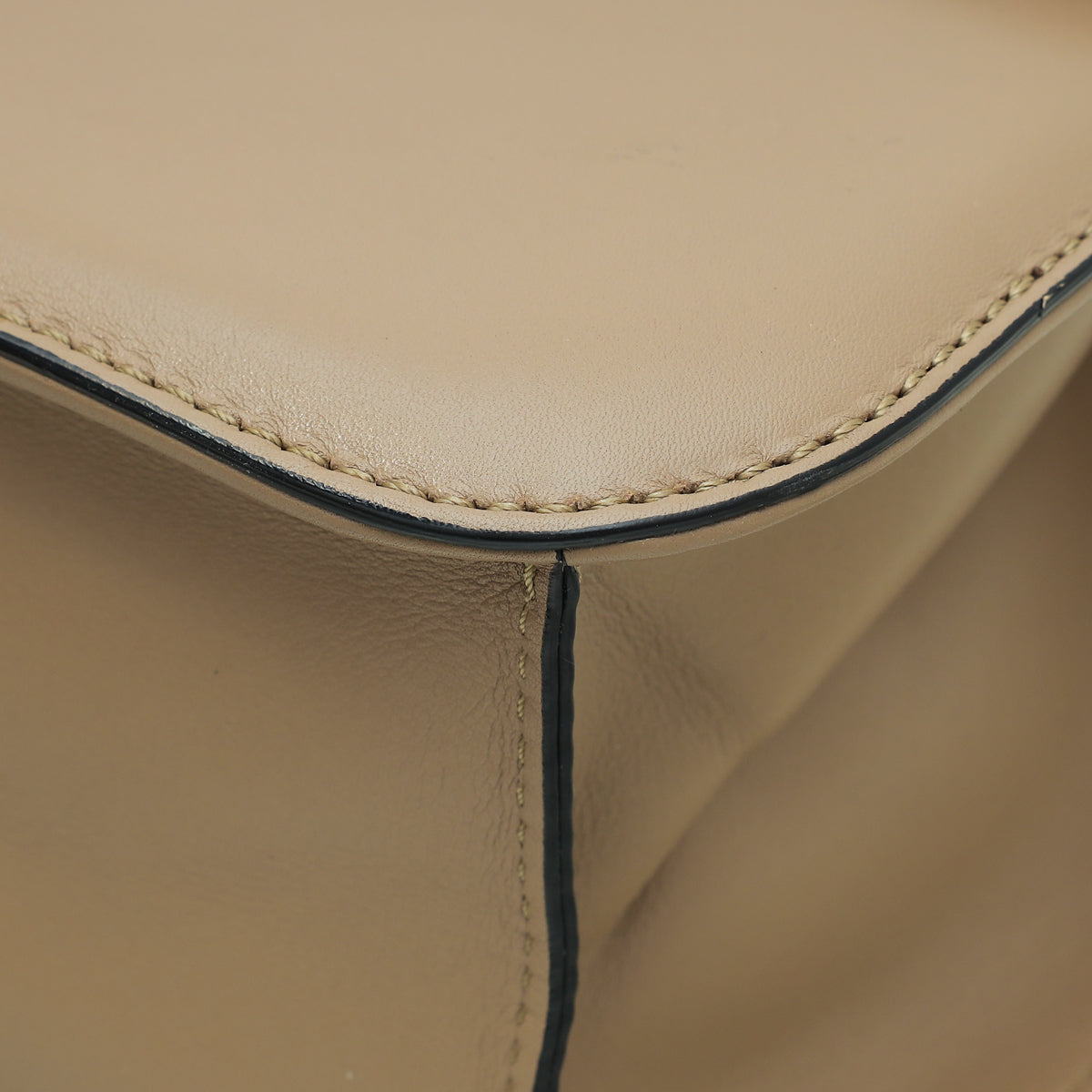 Valentino Beige Rockstud Glamlock Large Shoulder Bag