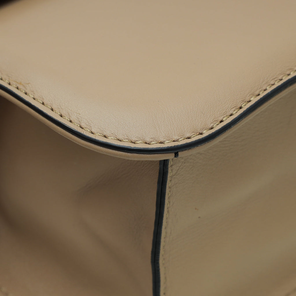 Valentino Beige Rockstud Glamlock Large Shoulder Bag