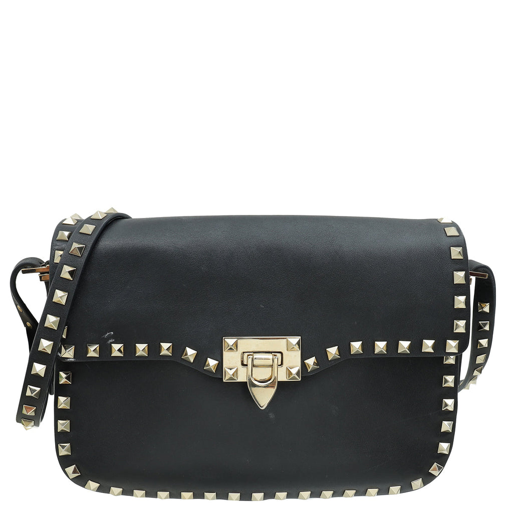 Valentino Black Rockstud Flap Bag