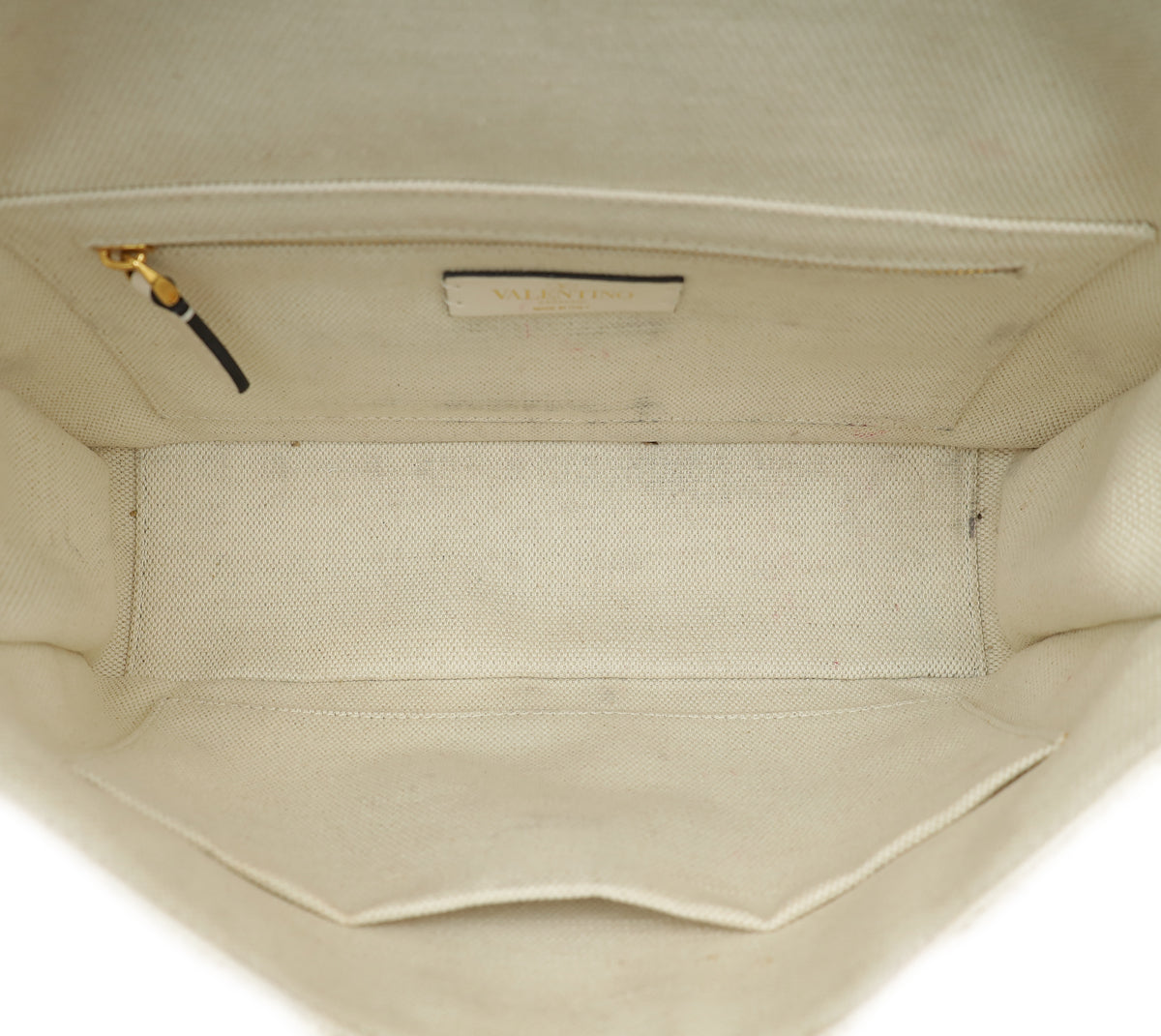 Valentino Ecru Knitted Roman Stud Large Shoulder Bag