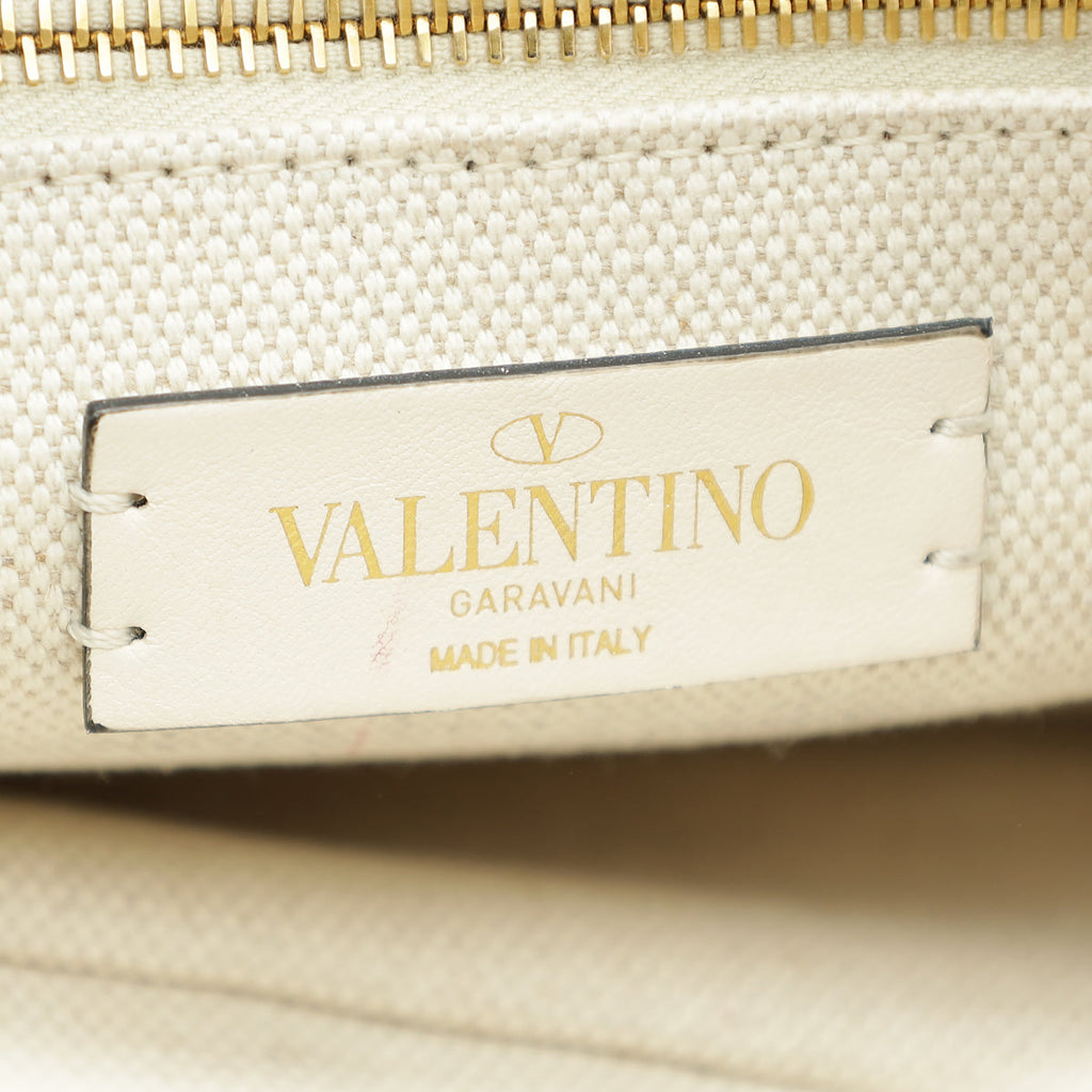 Valentino Ecru Knitted Roman Stud Large Shoulder Bag