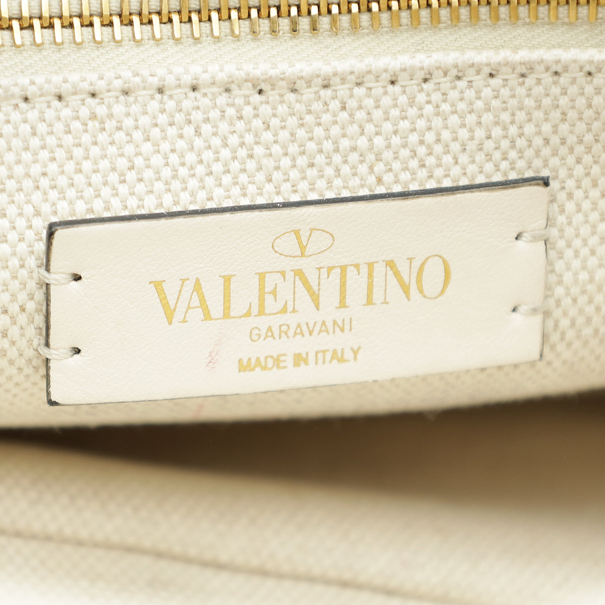 Valentino Ecru Knitted Roman Stud Large Shoulder Bag