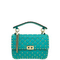 Valentino Turquoise Spike Rockstud Small Shoulder Bag