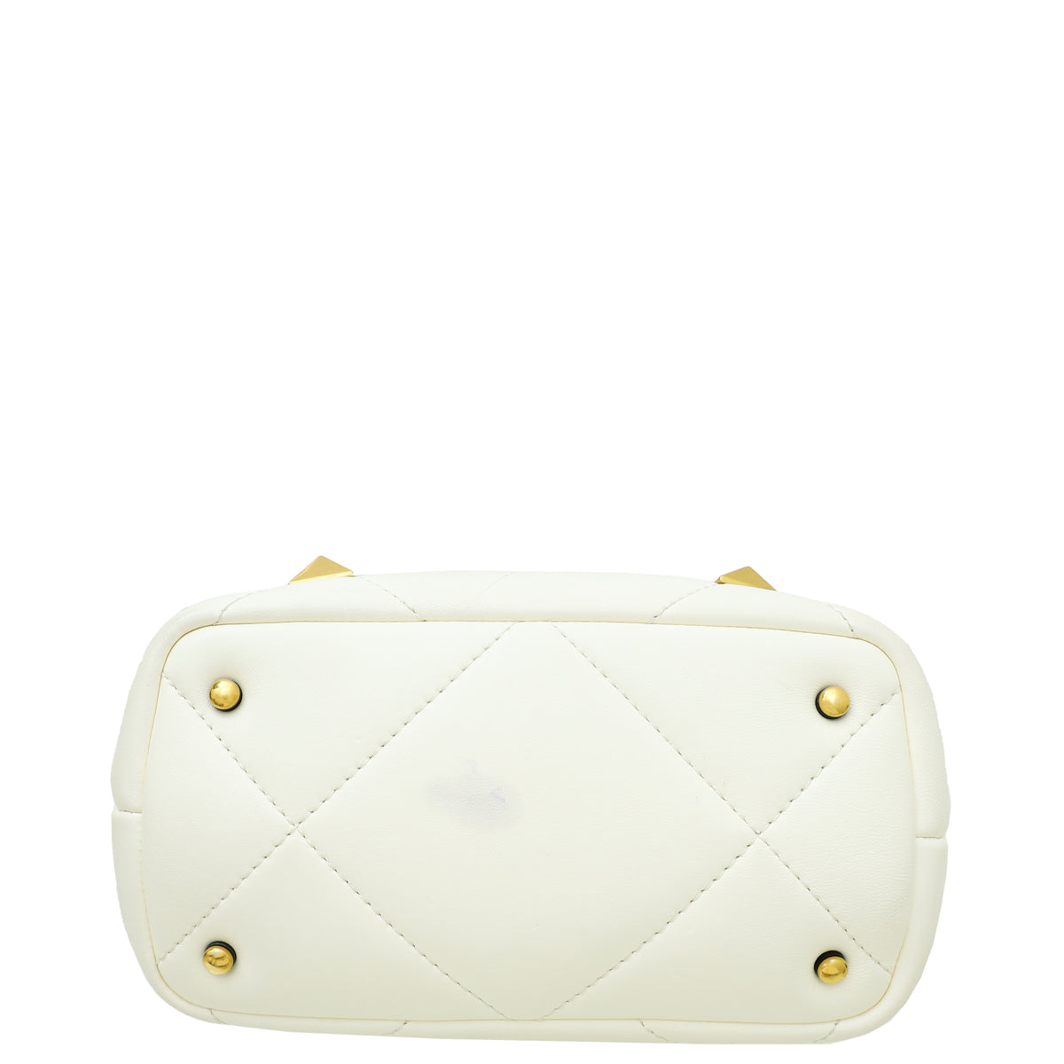 Valentino White Roman Studs Small Top Handle Bag