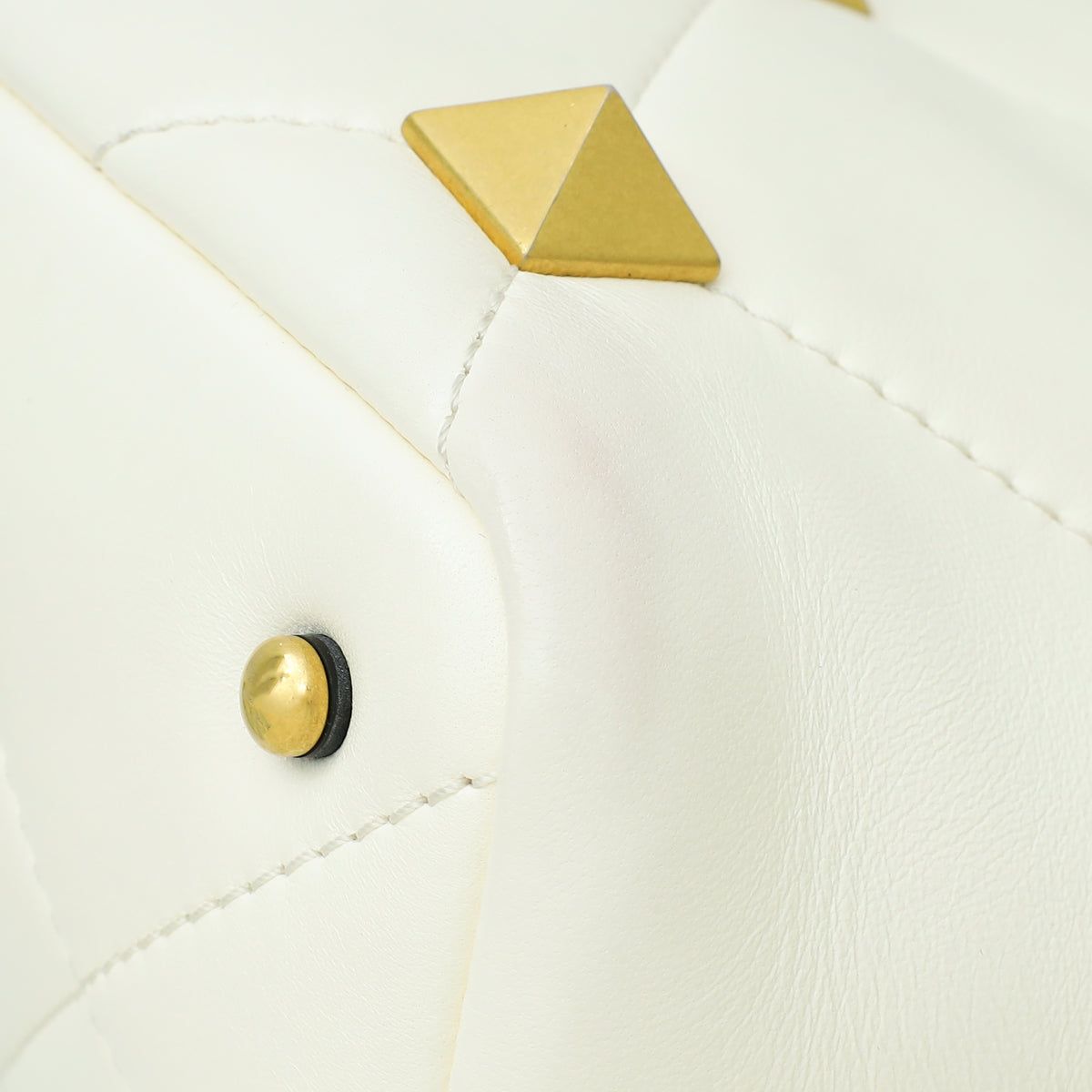 Valentino White Roman Studs Small Top Handle Bag