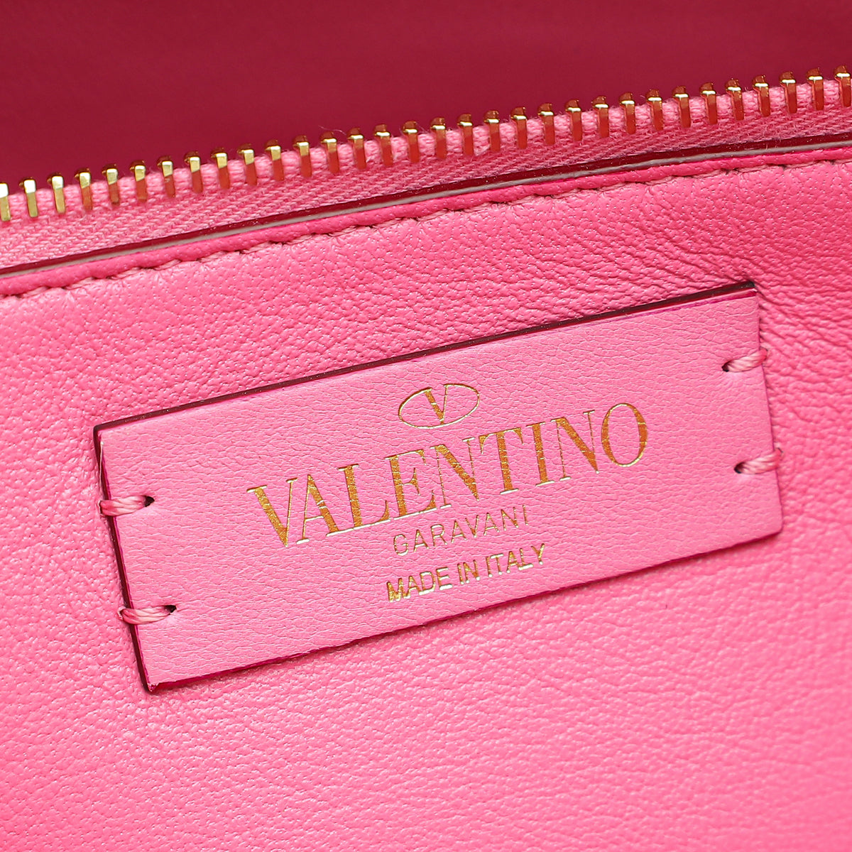 Valentino Pink Nappa with Chain Roman Stud Large Shoulder Bag