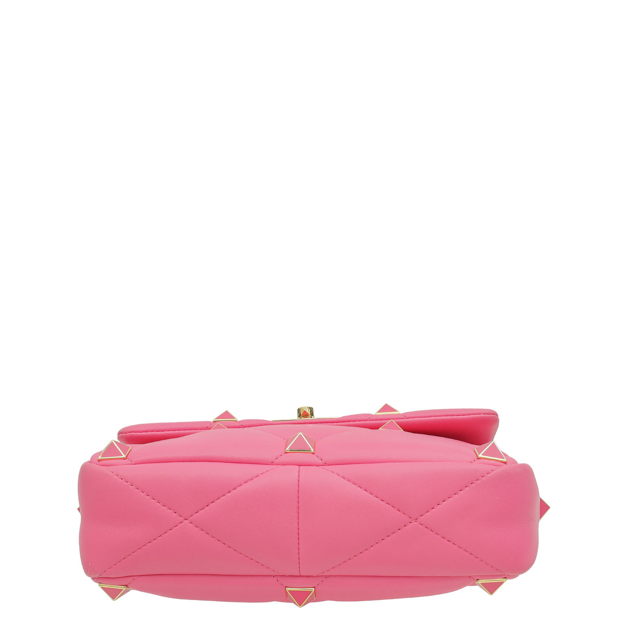 Valentino Pink Nappa with Chain Roman Stud Large Shoulder Bag