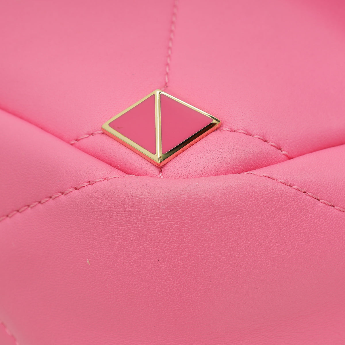Valentino Pink Nappa with Chain Roman Stud Large Shoulder Bag
