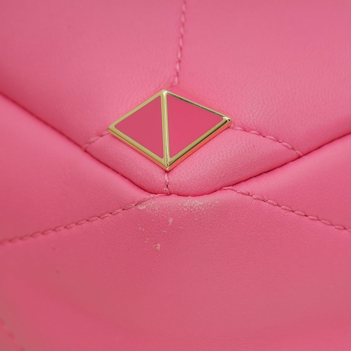 Valentino Pink Nappa with Chain Roman Stud Large Shoulder Bag