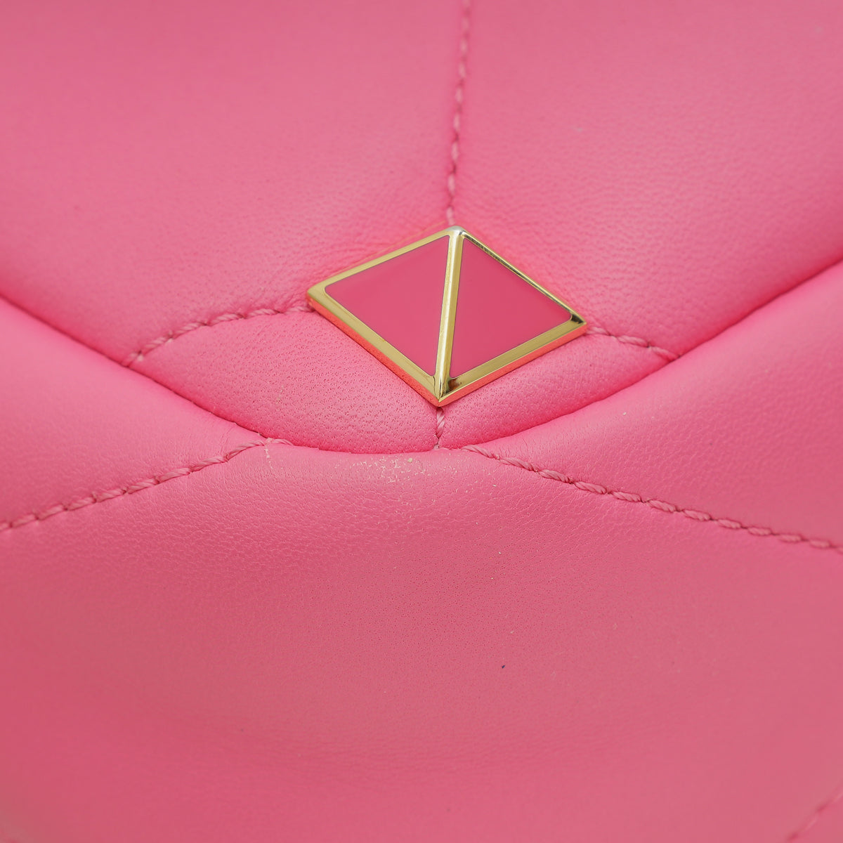 Valentino Pink Nappa with Chain Roman Stud Large Shoulder Bag