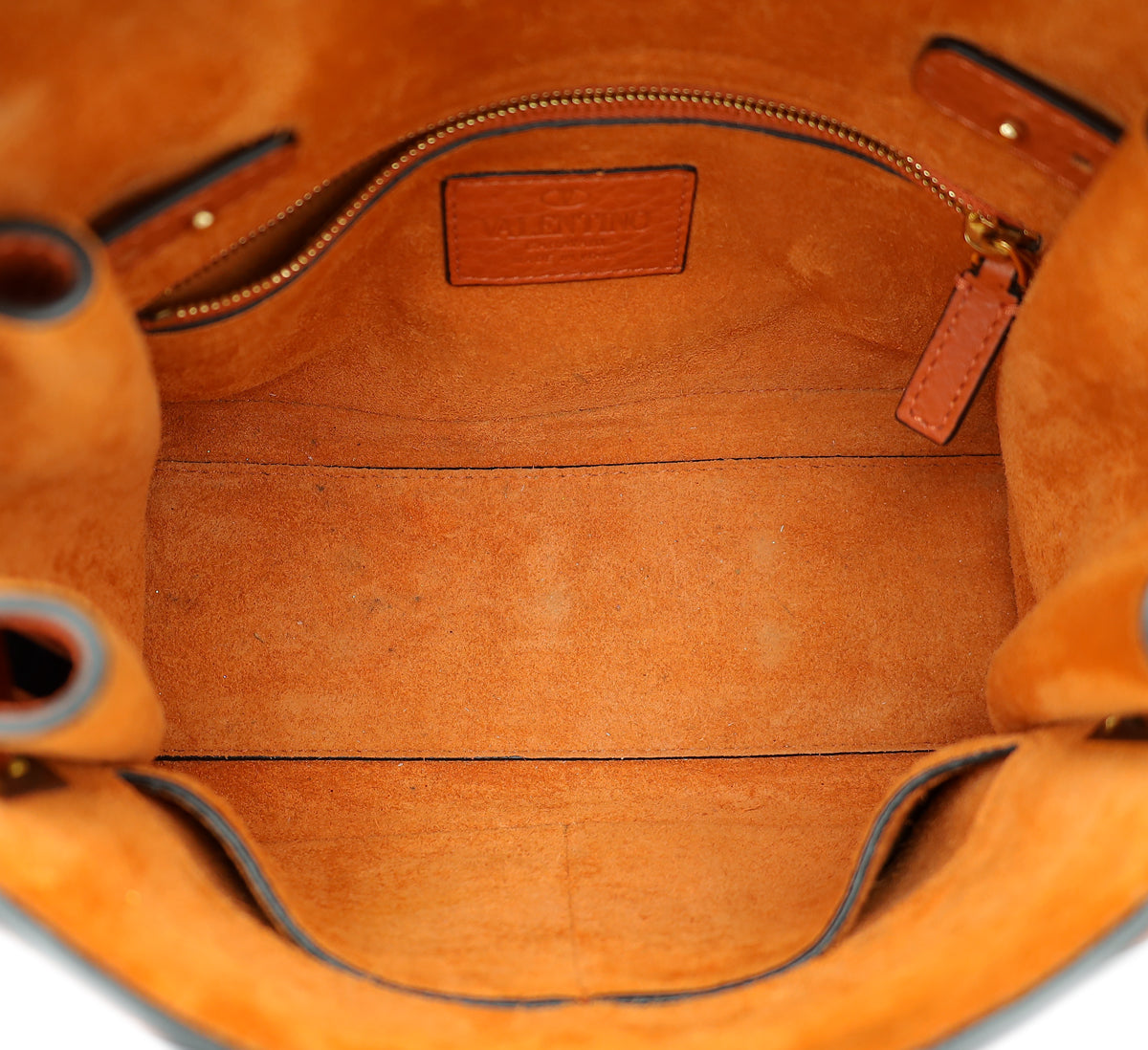 Valentino Orange Brown My Rockstud Single Handle Medium Bag