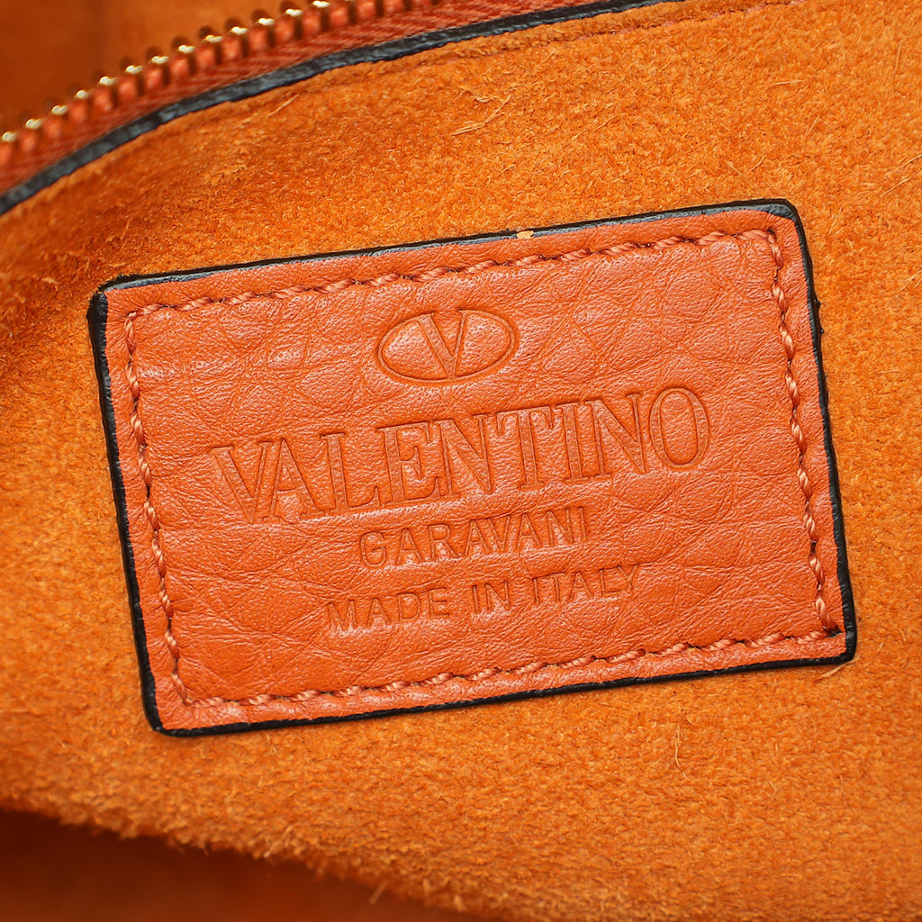 Valentino Orange Brown My Rockstud Single Handle Medium Bag