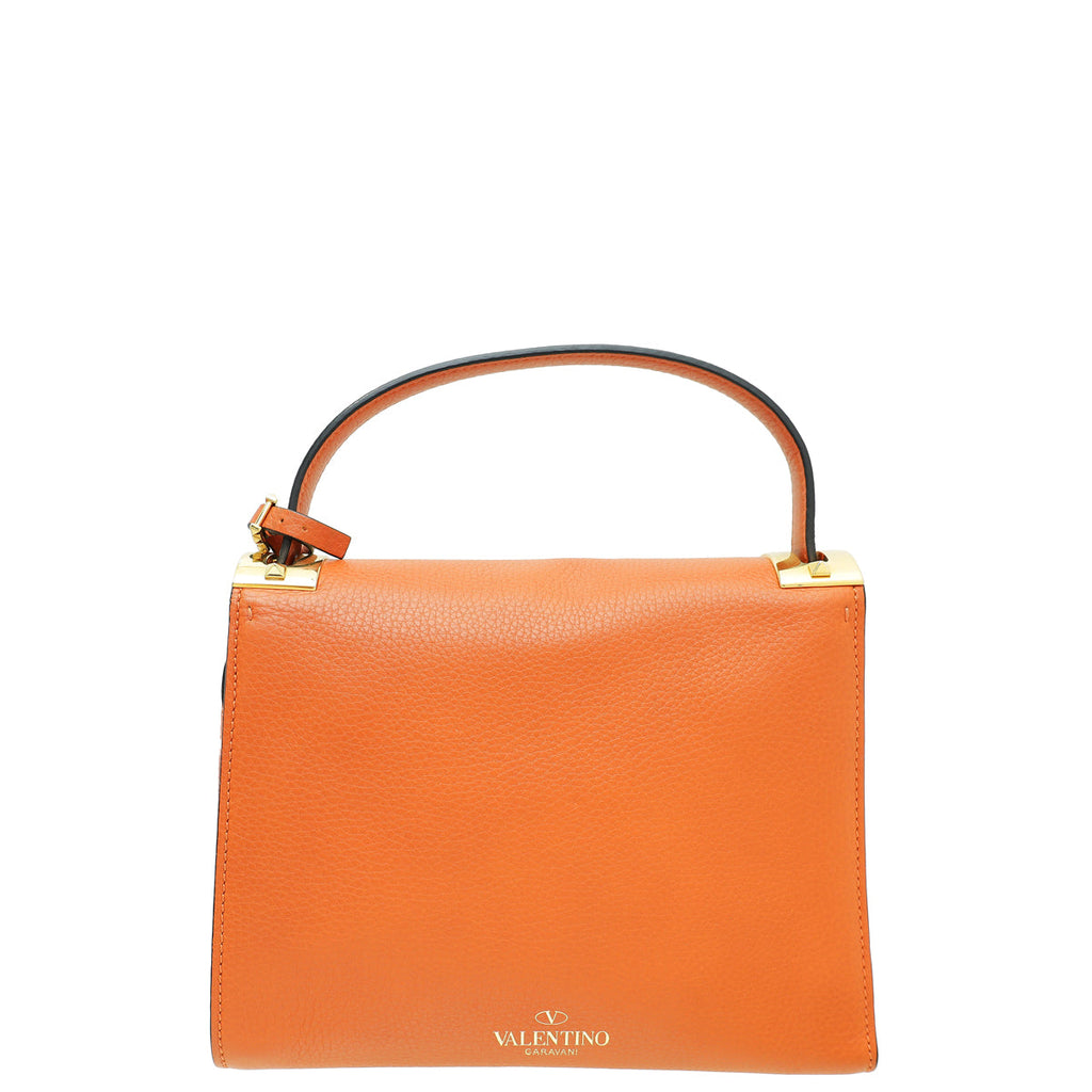 Valentino Orange Brown My Rockstud Single Handle Medium Bag