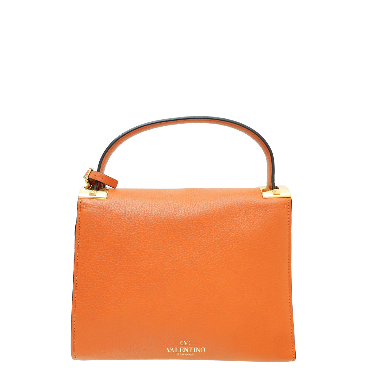 Valentino Orange Brown My Rockstud Single Handle Medium Bag