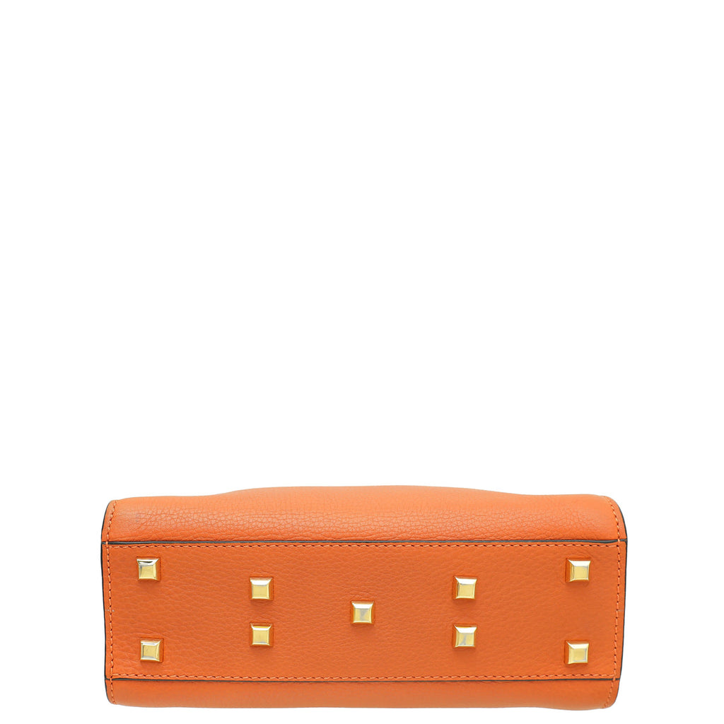 Valentino Orange Brown My Rockstud Single Handle Medium Bag