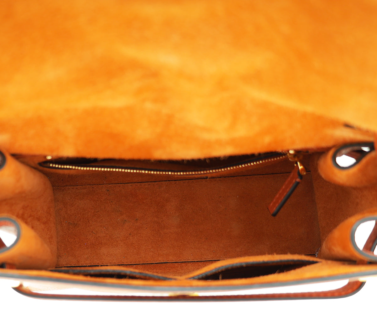 Valentino Orange Brown My Rockstud Single Handle Medium Bag