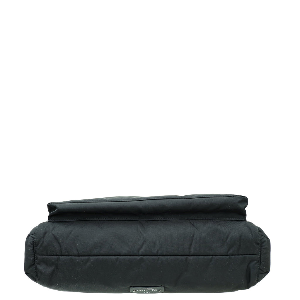 Valentino Black Nylon VLTN Rockstud Messenger Bag