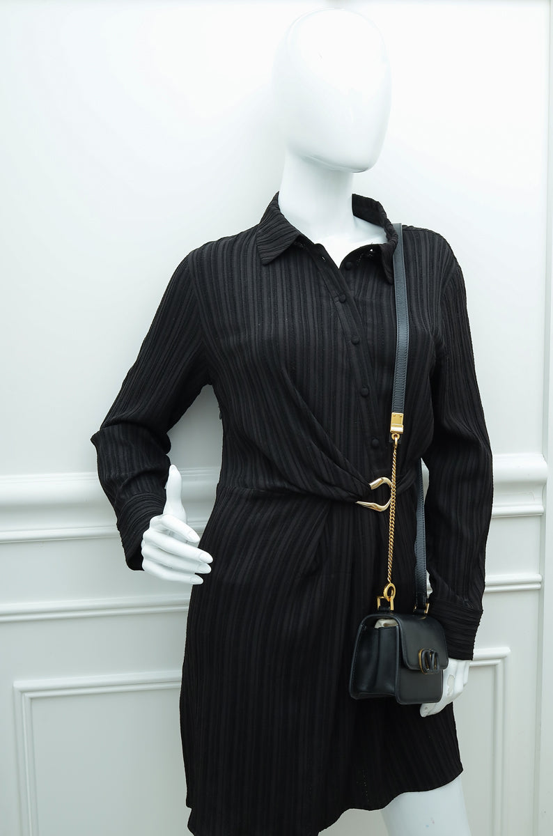 Valentino Black Vlogo Micro Flap Crossbody Bag