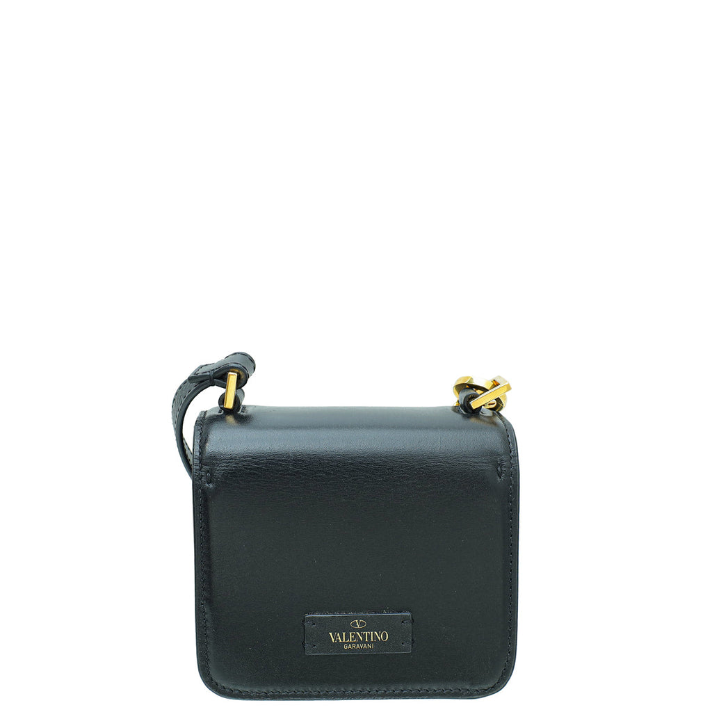 Valentino Black Vlogo Micro Flap Crossbody Bag