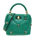 Valentino Jungle Green Roman Stud Top Handle Bag