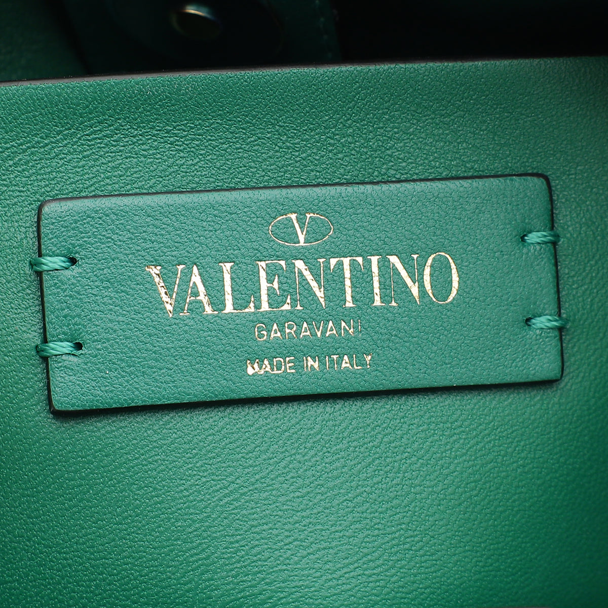 Valentino Jungle Green Roman Stud Top Handle Bag