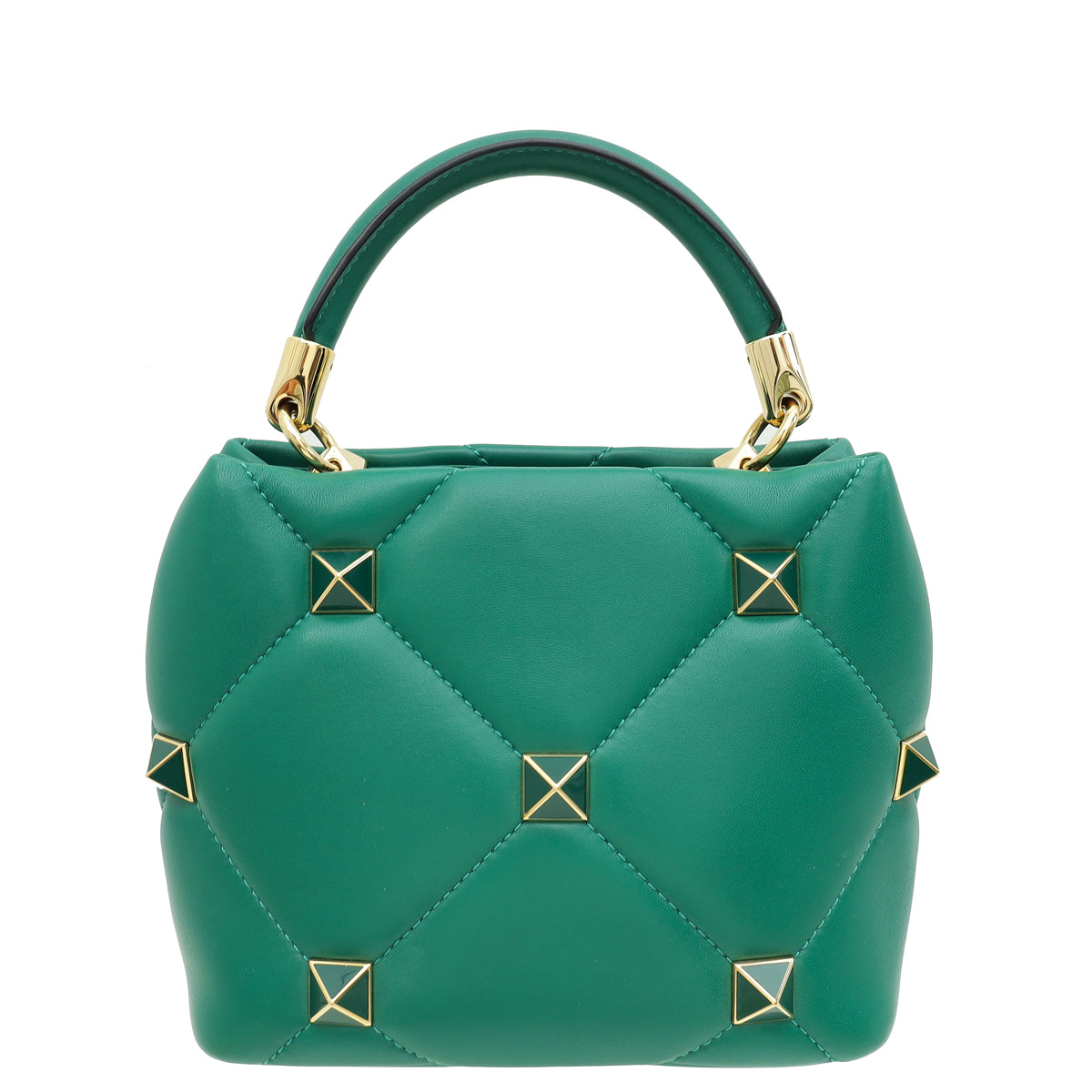 Valentino Jungle Green Roman Stud Top Handle Bag