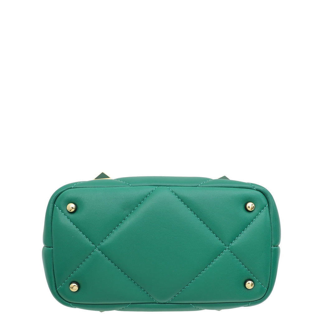 Valentino Jungle Green Roman Stud Top Handle Bag
