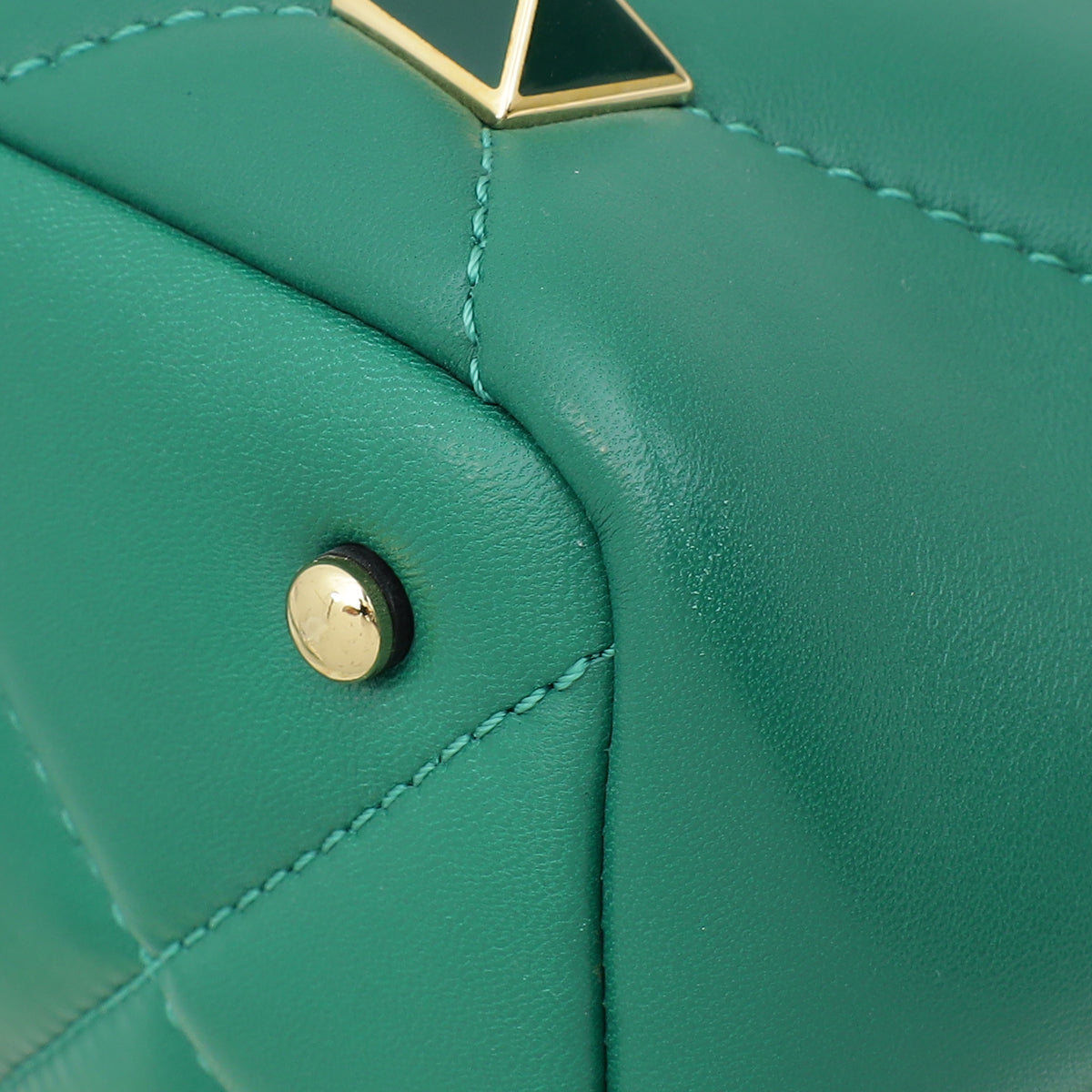 Valentino Jungle Green Roman Stud Top Handle Bag