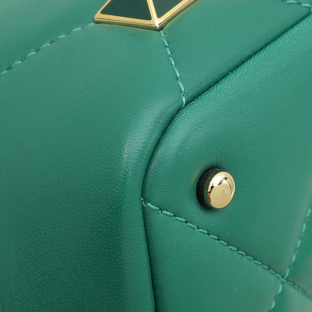 Valentino Jungle Green Roman Stud Top Handle Bag