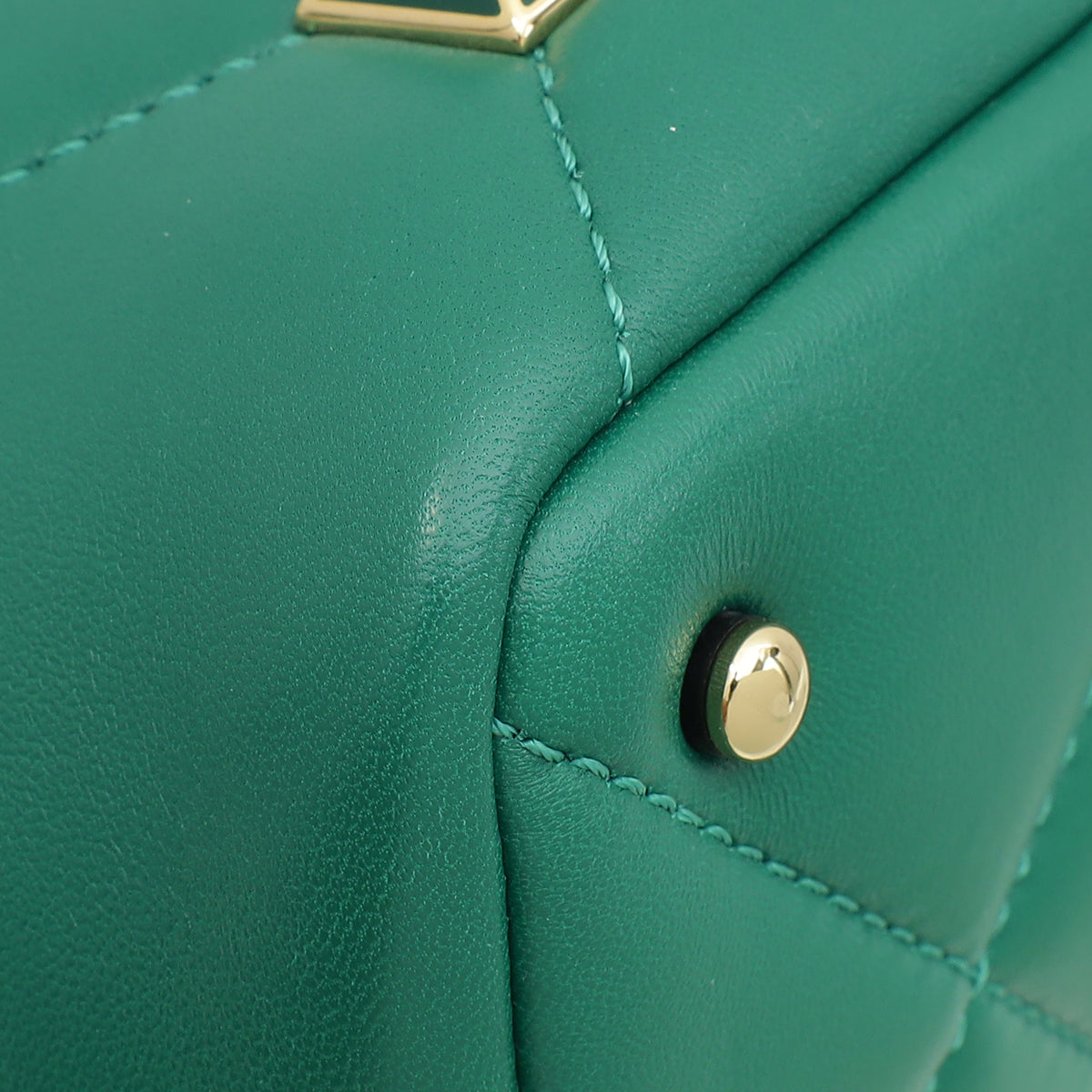 Valentino Jungle Green Roman Stud Top Handle Bag