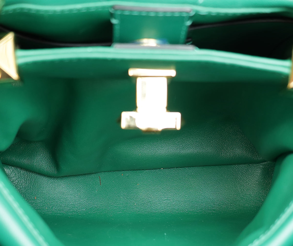 Valentino Jungle Green Roman Stud Top Handle Bag