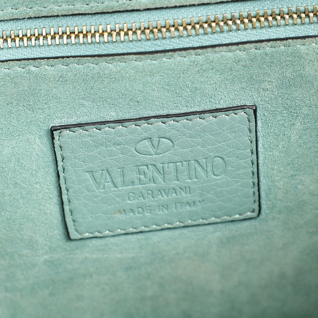 Valentino Dark Mint Green Glam Lock Rockstud Medium Flap Bag