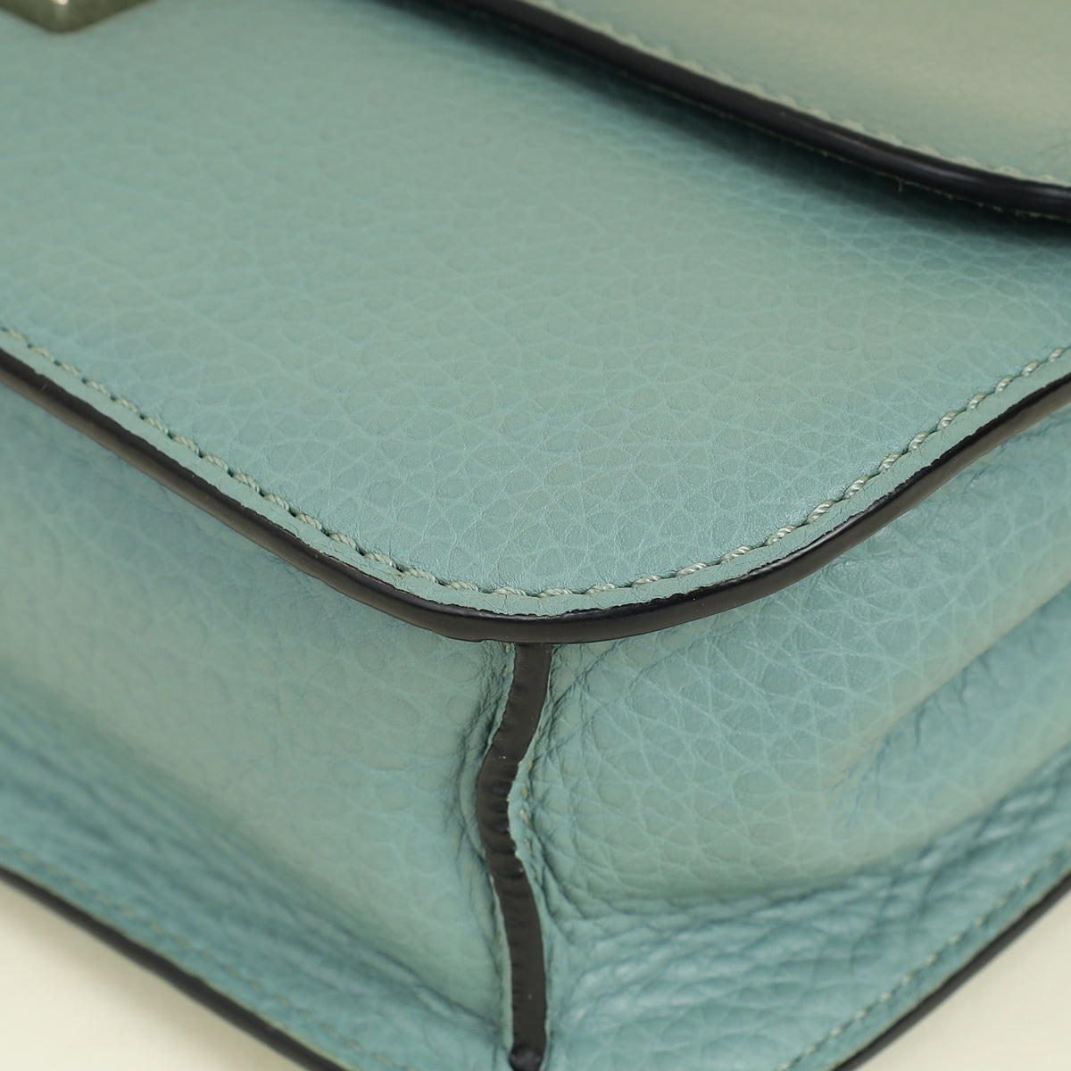 Valentino Dark Mint Green Glam Lock Rockstud Medium Flap Bag