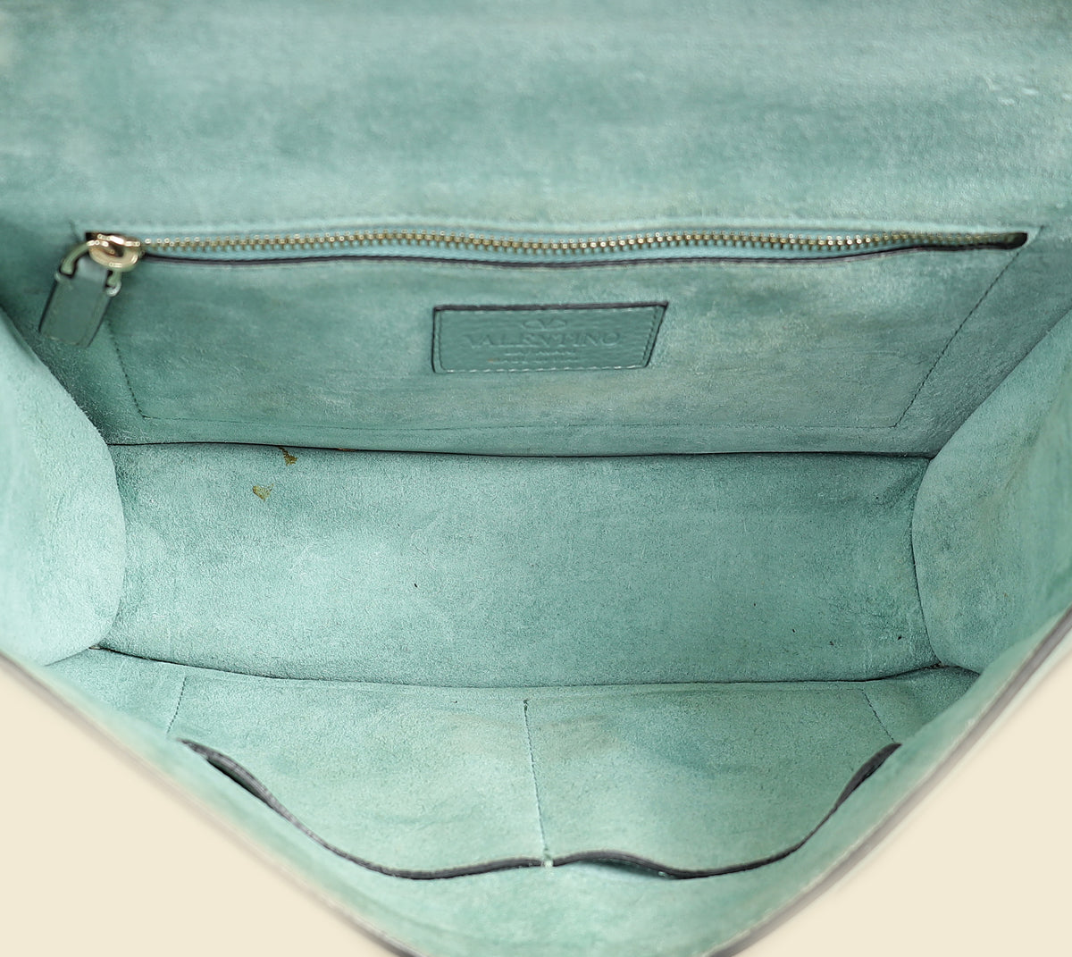 Valentino Dark Mint Green Glam Lock Rockstud Medium Flap Bag