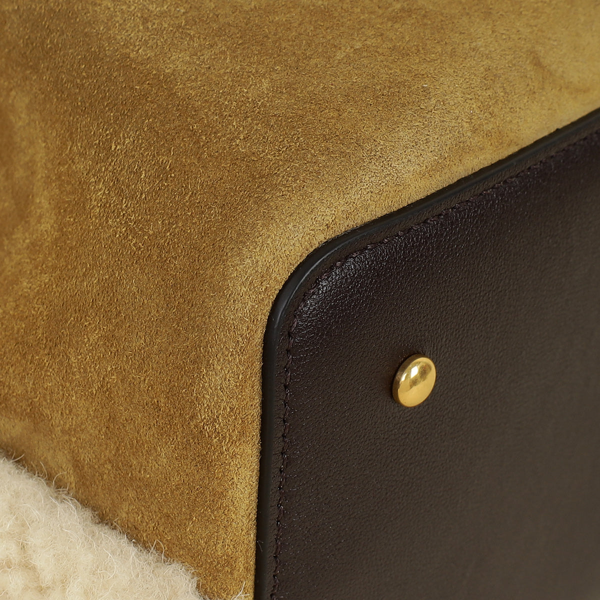 Valentino Chocolate Olive VLogo Signature Small Fur Shopping Bag